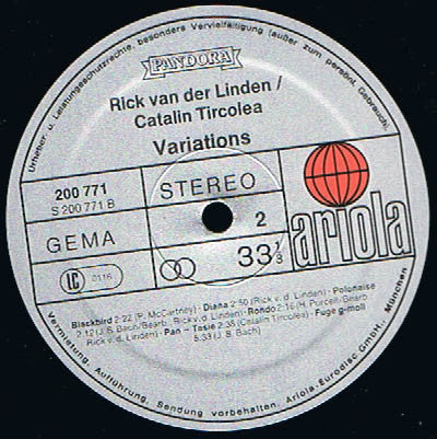 Rick Van Der Linden / Cătălin Tîrcolea : Variations (LP, Album)