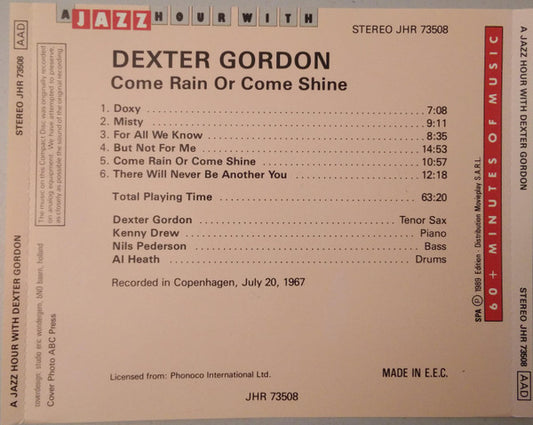 Dexter Gordon : Come Rain Or Come Shine (CD, Comp)