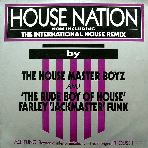 The Housemaster Boyz And The Rude Boy Of House : House Nation (12")