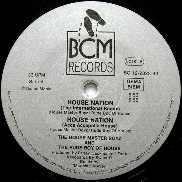 The Housemaster Boyz And The Rude Boy Of House : House Nation (12")