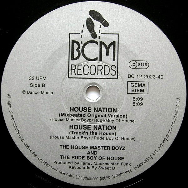 The Housemaster Boyz And The Rude Boy Of House : House Nation (12")