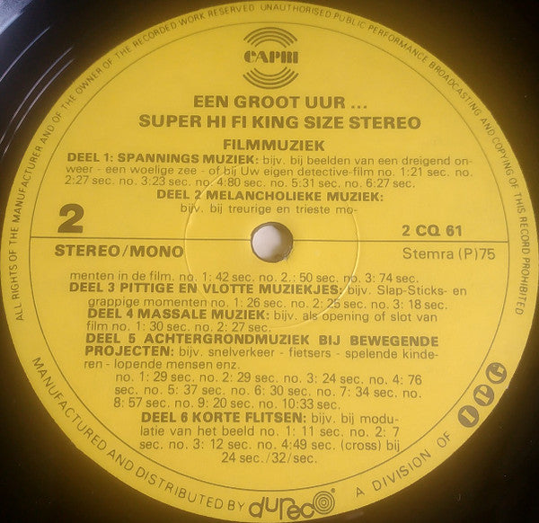Various : Een Groot Uur Super Hi Fi King Size Stereo. Stereo Demonstratie - Filmmuziek Geluiden (2xLP)