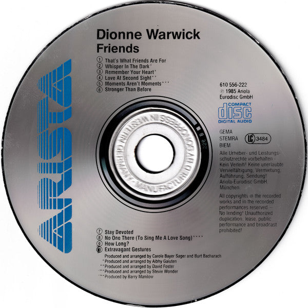 Dionne Warwick : Friends (CD, Album)