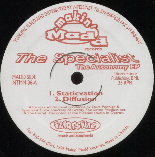 The Specialist (6) : The Autonomy EP (12", EP)