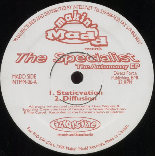 The Specialist (6) : The Autonomy EP (12", EP)