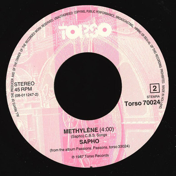 Sapho : Train De Paris / Méthylène (7")