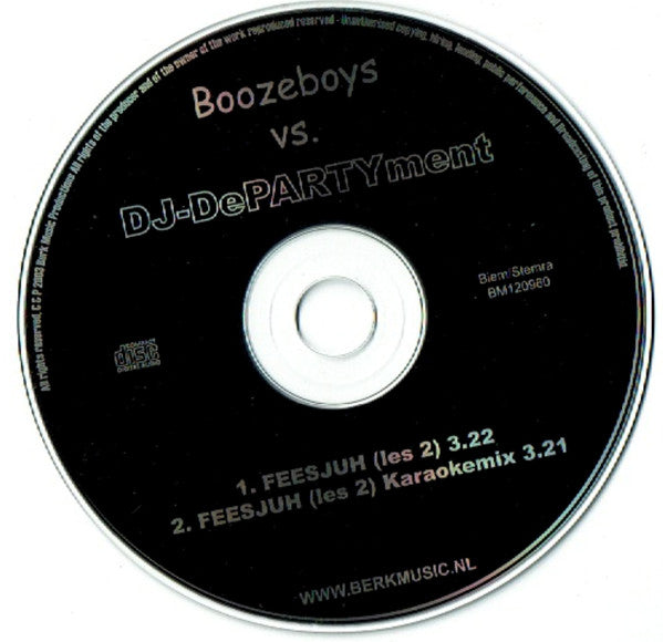 Boozeboys vs DJ-DePARTYment : Feesjuh! - Les 2 (CD, Single)