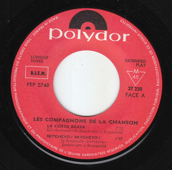 Les Compagnons De La Chanson : La Costa Brava (7", EP, Mono)