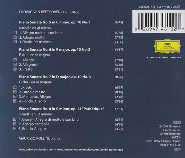 Ludwig van Beethoven, Maurizio Pollini : Sonatas Opp. 10 & 13 • Pathétique (CD, Album)