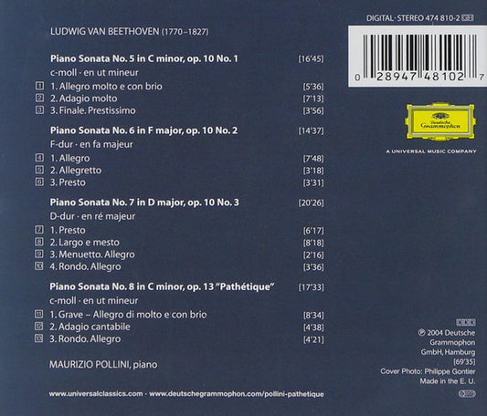 Ludwig van Beethoven, Maurizio Pollini : Sonatas Opp. 10 & 13 • Pathétique (CD, Album)