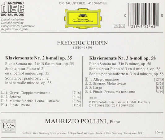 Frédéric Chopin • Maurizio Pollini : Klaviersonaten = Piano Sonatas = Sonates Pour Piano Nos. 2 & 3 (CD, Album)