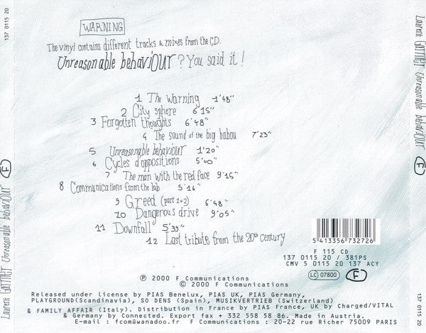 Laurent Garnier : Unreasonable Behaviour (CD, Album)