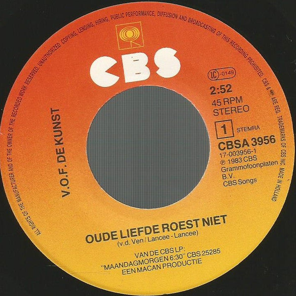 VOF De Kunst : Oude Liefde Roest Niet (7", Single)
