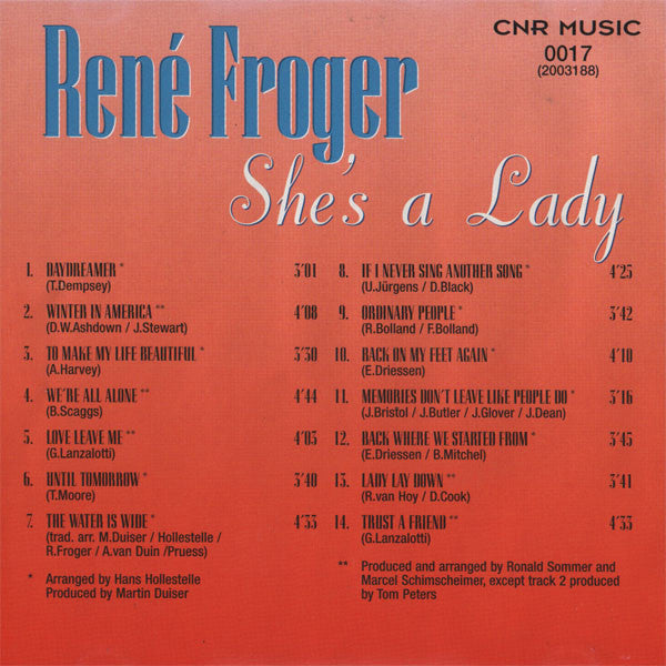 René Froger : She's A Lady (CD, Comp)