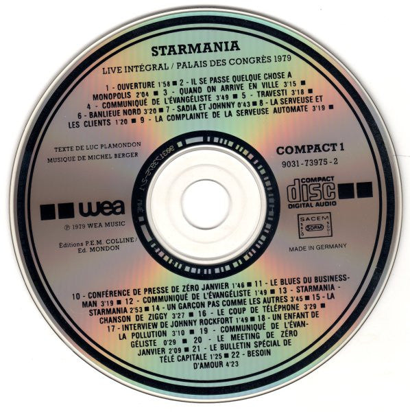 Michel Berger Et Luc Plamondon : Starmania - Live Intégral / Version Originale (2xCD, Album)