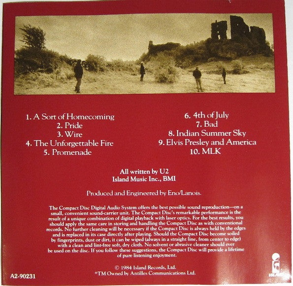 U2 : The Unforgettable Fire (CD, Album, Club, RE)
