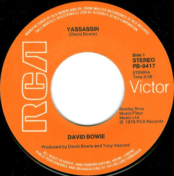 David Bowie : Yassassin (7", Single)