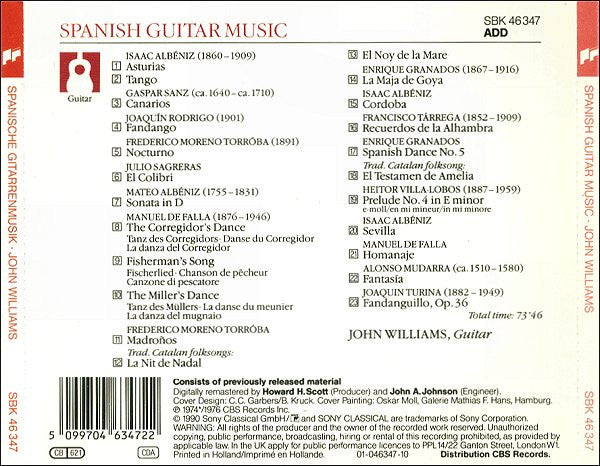 John Williams (7) : Spanish Guitar Music (CD, Comp, RE, RM)