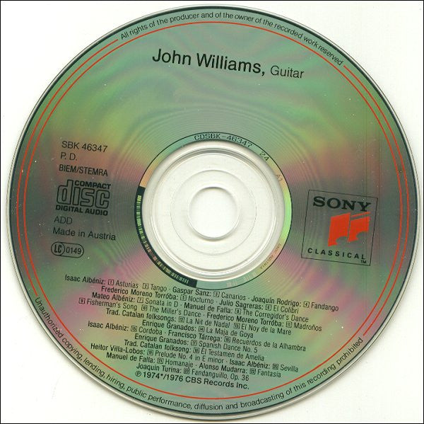John Williams (7) : Spanish Guitar Music (CD, Comp, RE, RM)