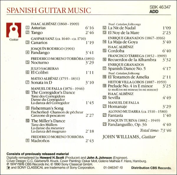 John Williams (7) : Spanish Guitar Music (CD, Comp, RE, RM)