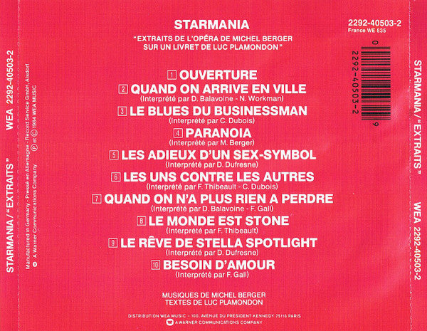 Michel Berger, Luc Plamondon : Starmania (Extraits De L'Opéra) (CD, Album)