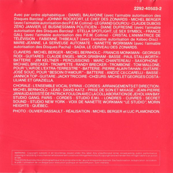 Michel Berger, Luc Plamondon : Starmania (Extraits De L'Opéra) (CD, Album)