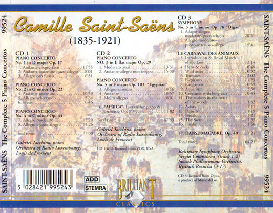Camille Saint-Saëns : The Complete 5 Piano Concertos (3xCD, Comp)