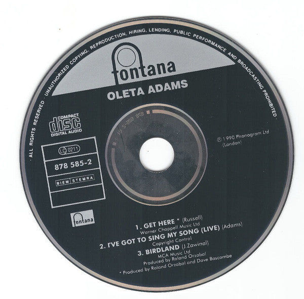 Oleta Adams : Get Here (CD, Maxi)
