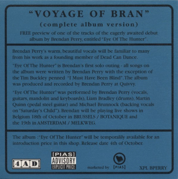 Brendan Perry : Voyage Of Bran (CD, Single, Promo)