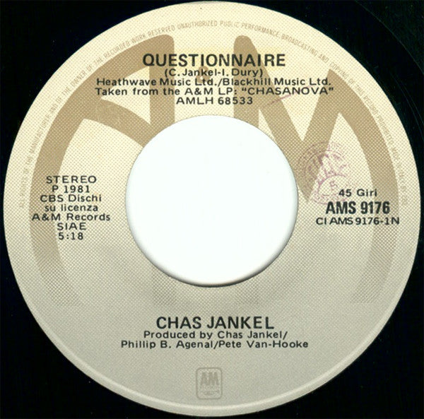 Chas Jankel : Questionnaire (7")