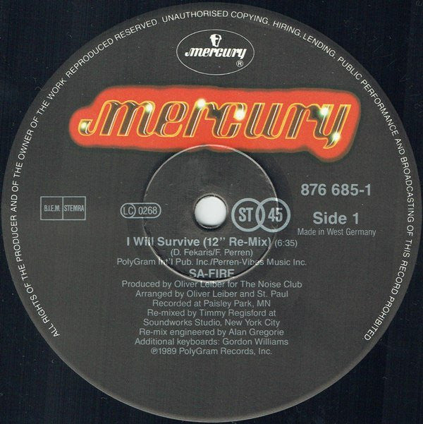 Safire : I Will Survive (12")