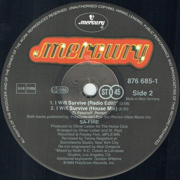 Safire : I Will Survive (12")