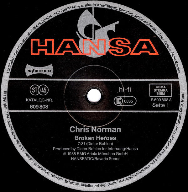 Chris Norman : Broken Heroes (12", Maxi)