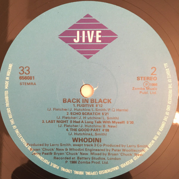 Whodini : Back In Black (LP, Album)