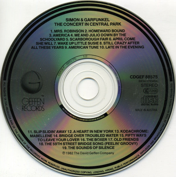 Simon & Garfunkel : The Concert In Central Park (CD, Album, RE)