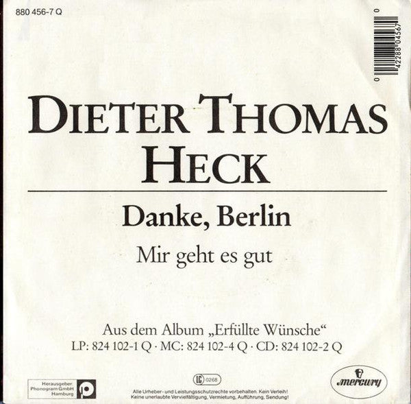 Dieter Thomas Heck : Danke, Berlin (7", Single)