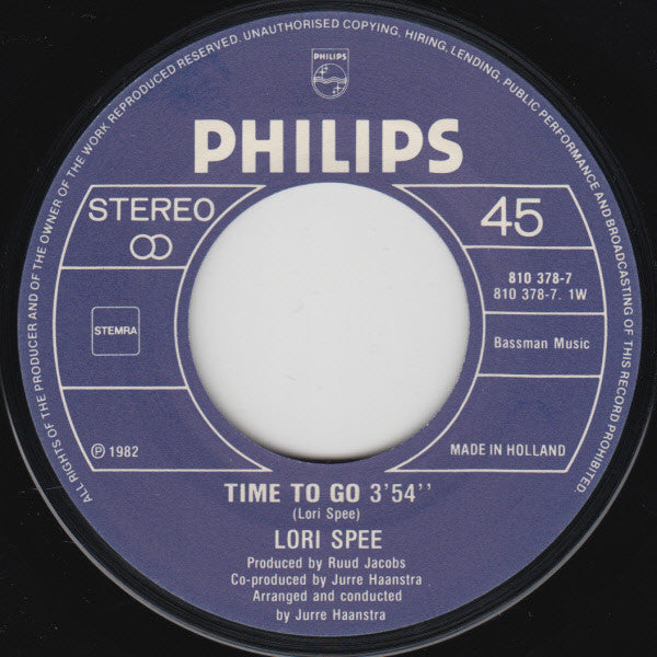 Lori Spee : Time To Go (7")