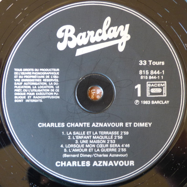 Charles Aznavour : Charles Chante Aznavour Et Dimey (LP)