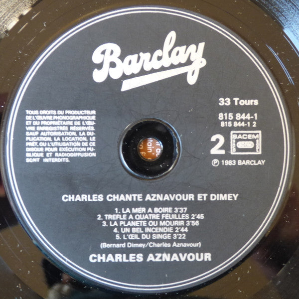 Charles Aznavour : Charles Chante Aznavour Et Dimey (LP)