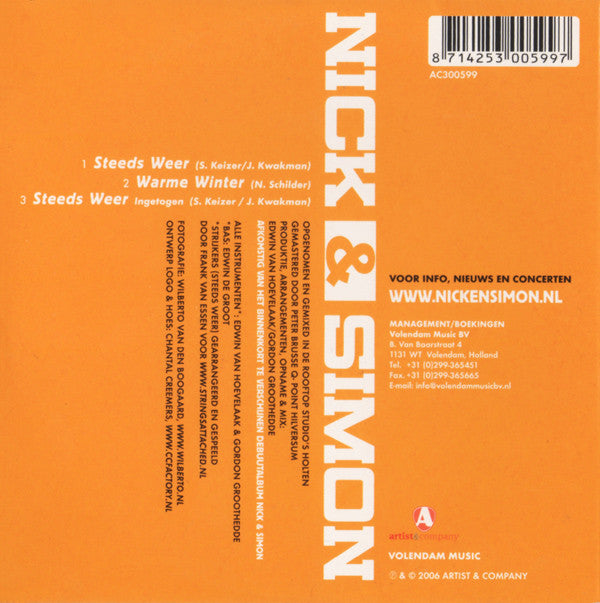 Nick & Simon : Steeds Weer (CD, Single)