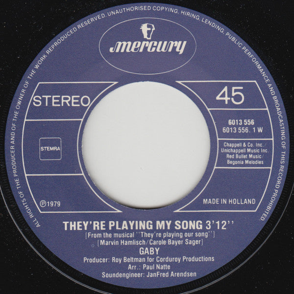 Gaby Denneman : They're Playing My Song (7", Single)