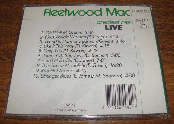 Fleetwood Mac : Greatest Hits Live (CD, Comp)