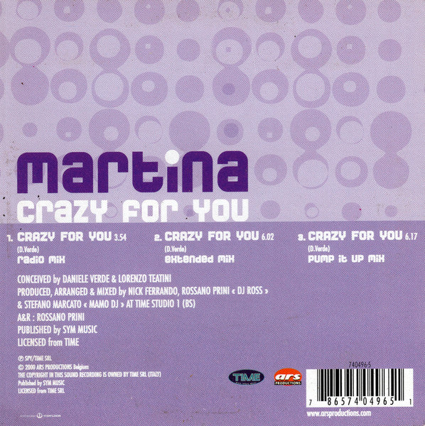 Martina (2) : Crazy For You (CD, Single)