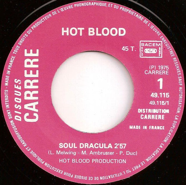 Hot Blood : Soul Dracula (7", Single, Pri)