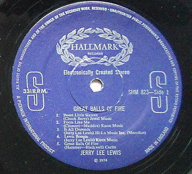 Jerry Lee Lewis : Great Balls Of Fire (Volume 1) (LP, Comp, Lig)