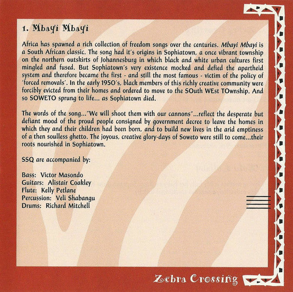 Soweto String Quartet : Zebra Crossing (CD, Album)