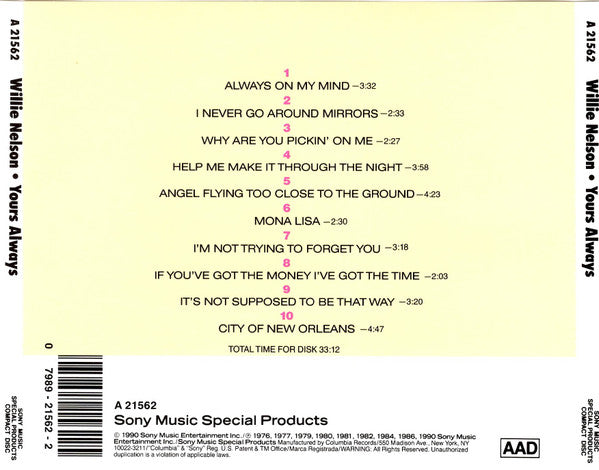 Willie Nelson : Yours Always (CD, Comp)