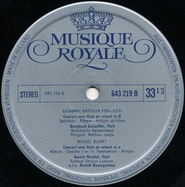 Antonio Vivaldi, Jean-Marie Leclair, Giovanni Battista Pergolesi, Michel Blavet : Fluitconcerten (LP, Comp)