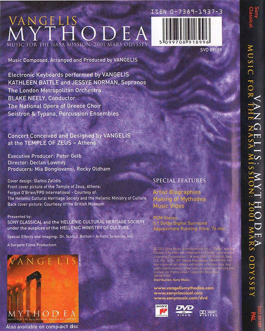 Vangelis : Mythodea (Music For The NASA Mission: 2001 Mars Odyssey) (DVD-V, PAL)