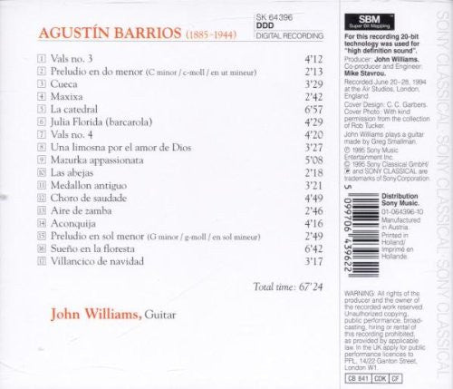 John Williams (7) • Agustín Barrios Mangoré : The Great Paraguayan (John Williams Plays Barrios) (CD, Album, RM)